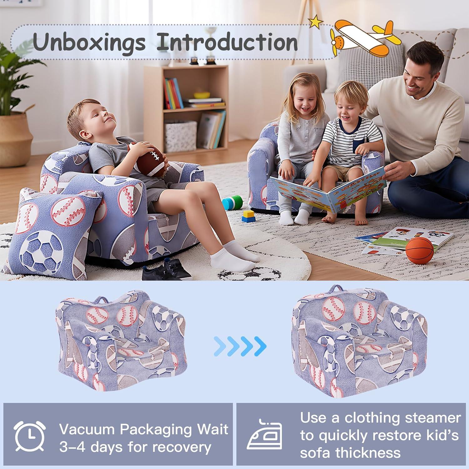 Sofá Infantil Tiita Chirldren con Asa, Espuma y Patrón Caricatura