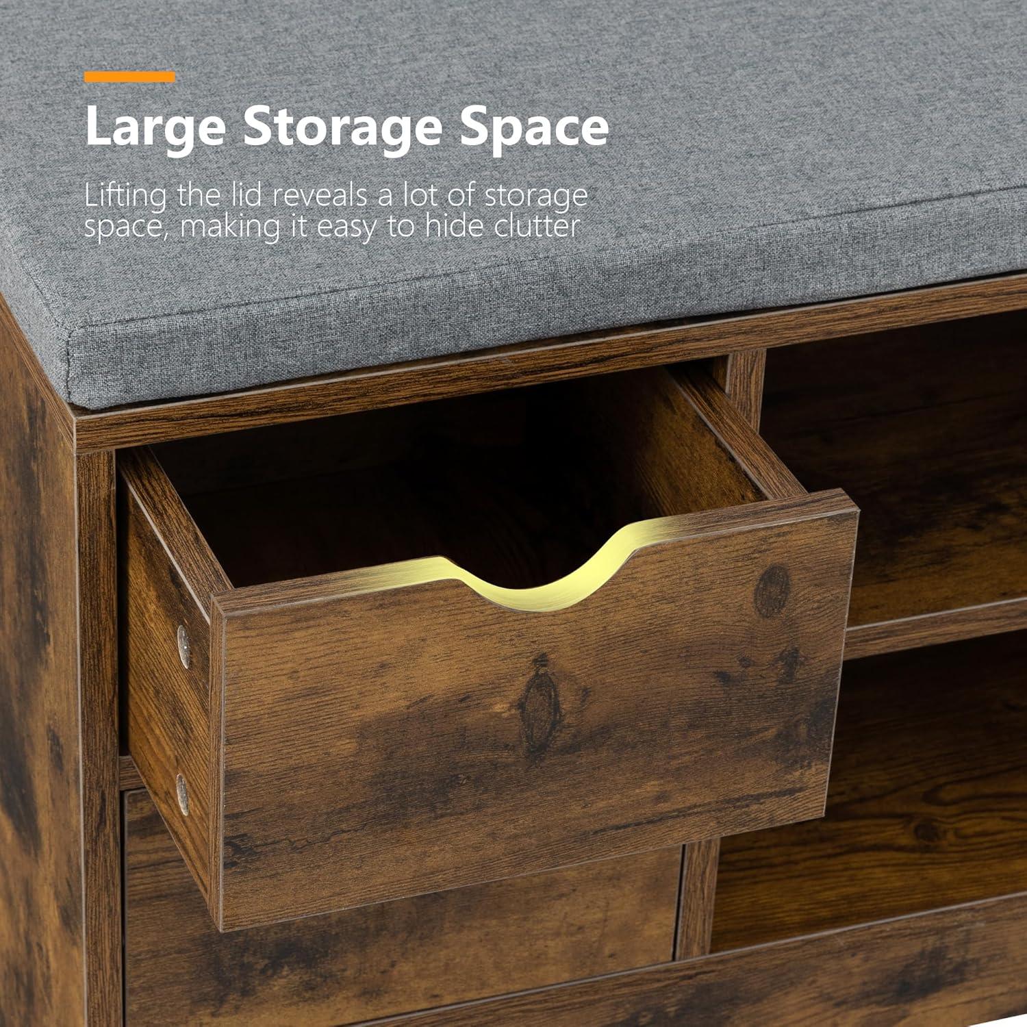 Banco para zapatos WelFurGeer con 2 cajones, marrón y gris