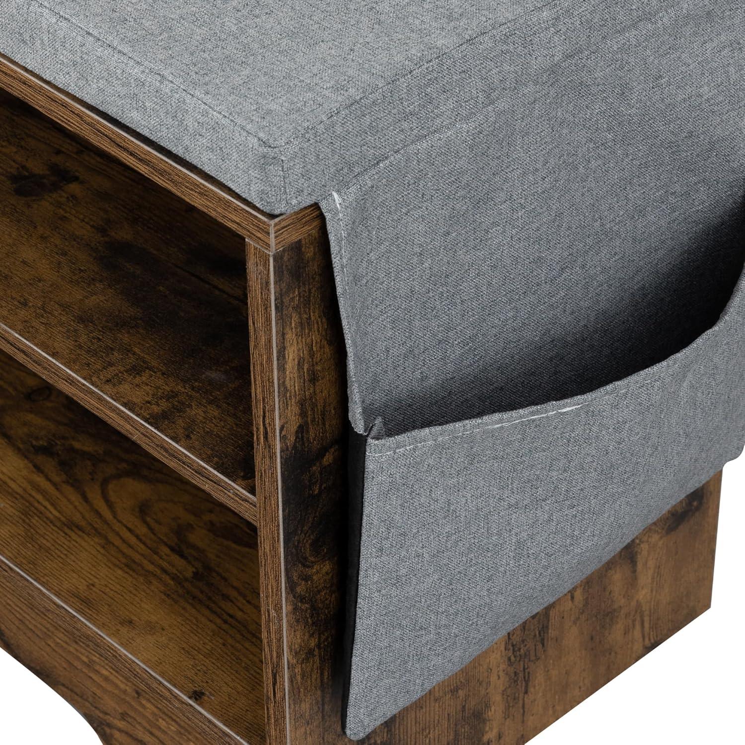 Banco para zapatos WelFurGeer con 2 cajones, marrón y gris