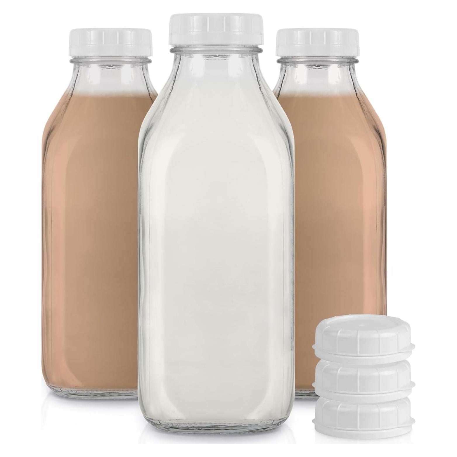 Botellas de Leche de Vidrio Almacena Tu Hogar 1L - Paquete de 3