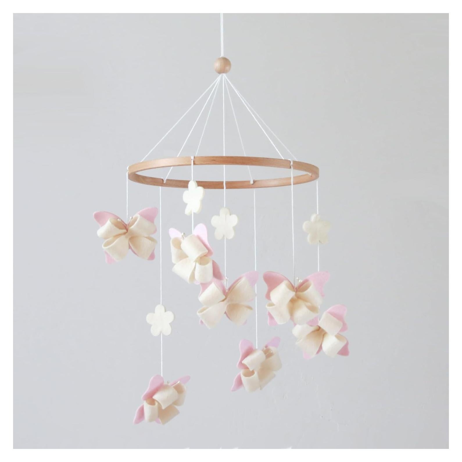 Móvil de Cuna Mariposa Rosa GOUKURLSMA Hecho a Mano