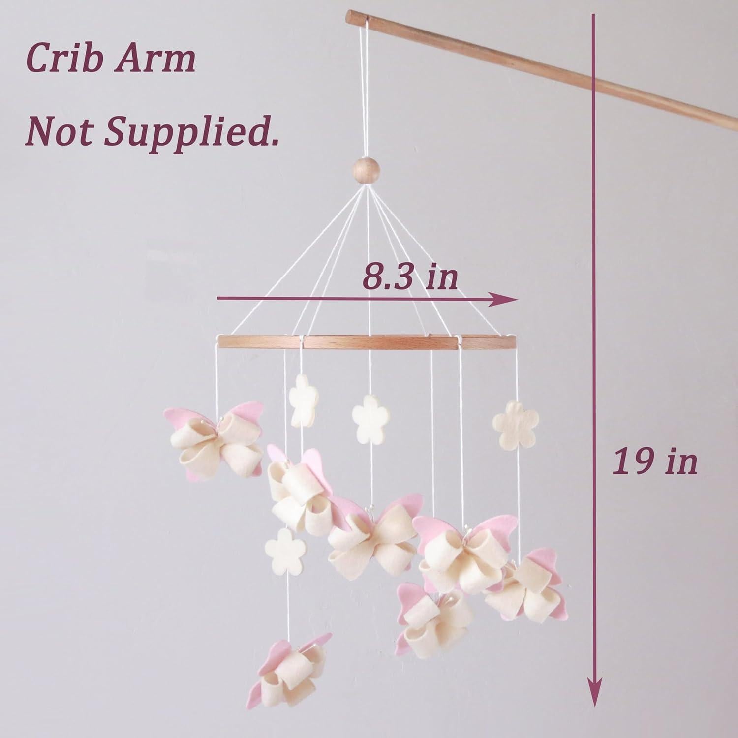 Móvil de Cuna Mariposa Rosa GOUKURLSMA Hecho a Mano