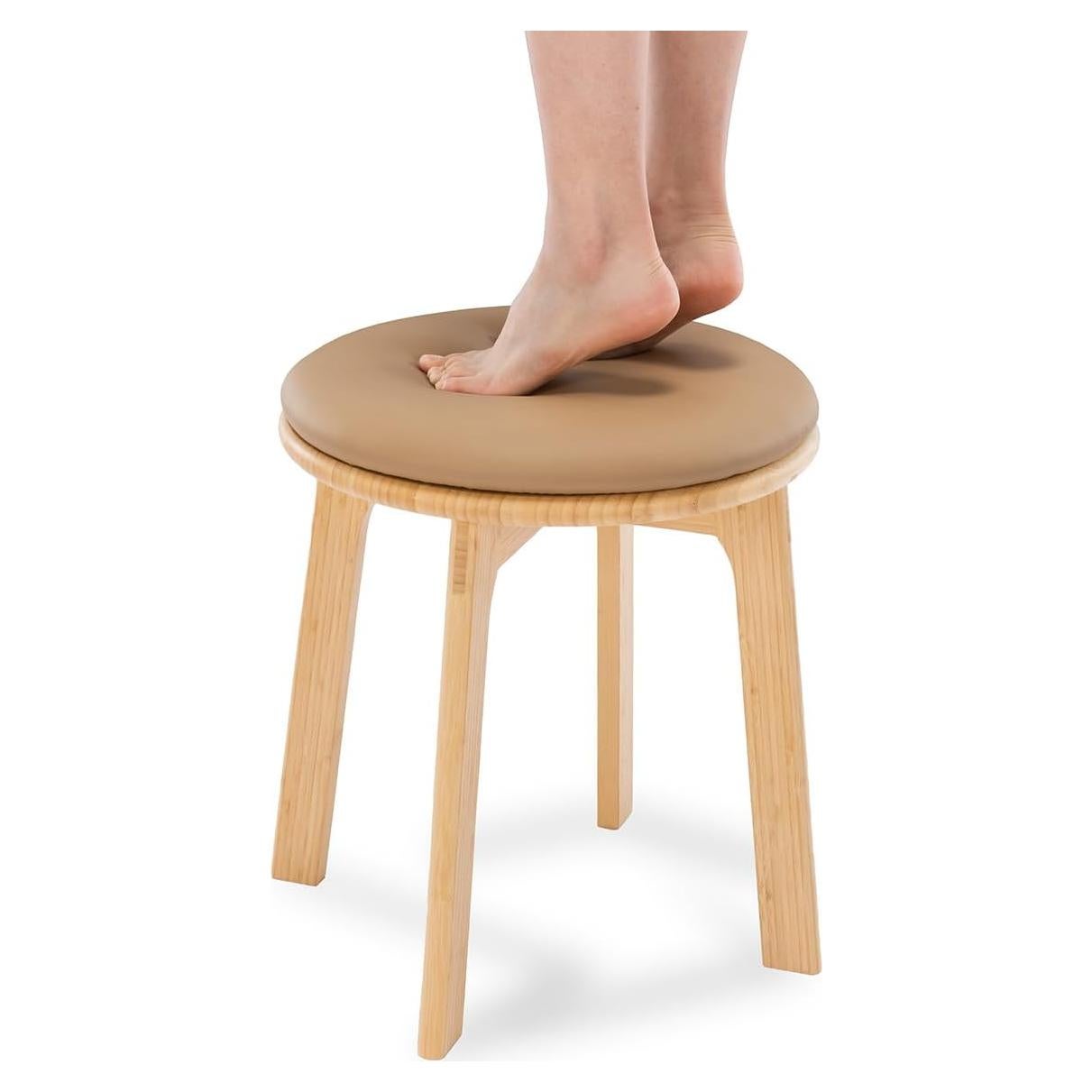 Taburete de Madera de Bambú PELYN Redondo 39.1 cm