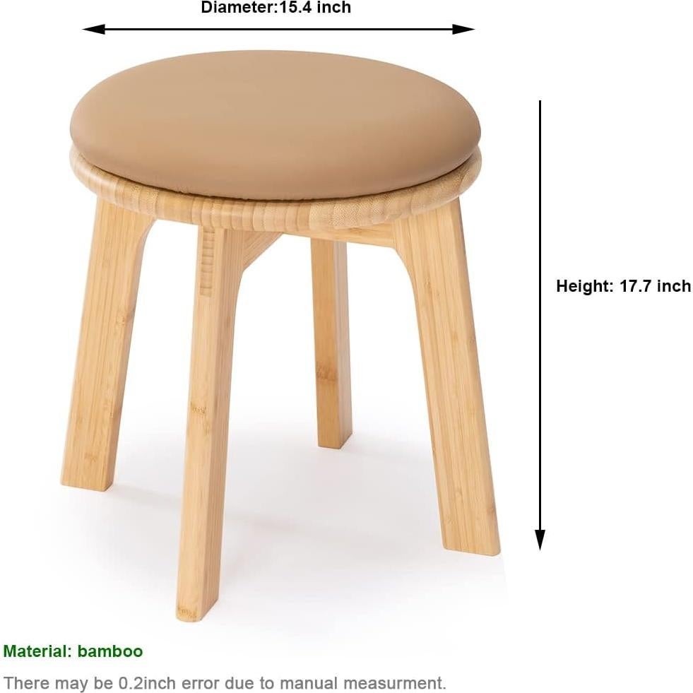 Taburete de Madera de Bambú PELYN Redondo 39.1 cm