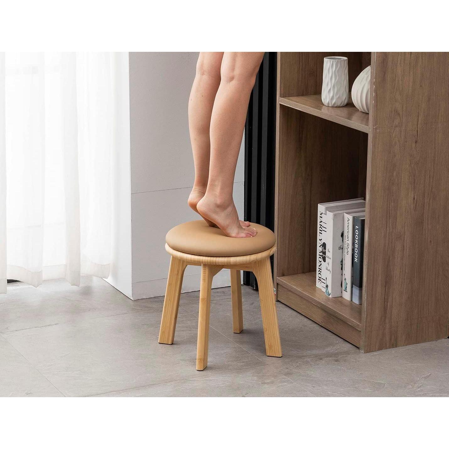 Taburete de Madera de Bambú PELYN Redondo 39.1 cm