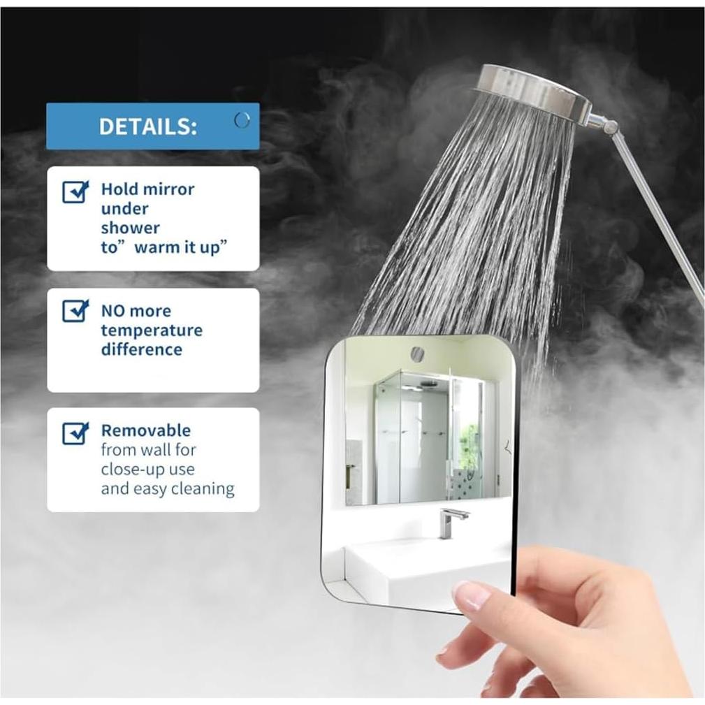 Espejo de Ducha Mpowtech Irrompible 16.99x13 cm Sin Vaho