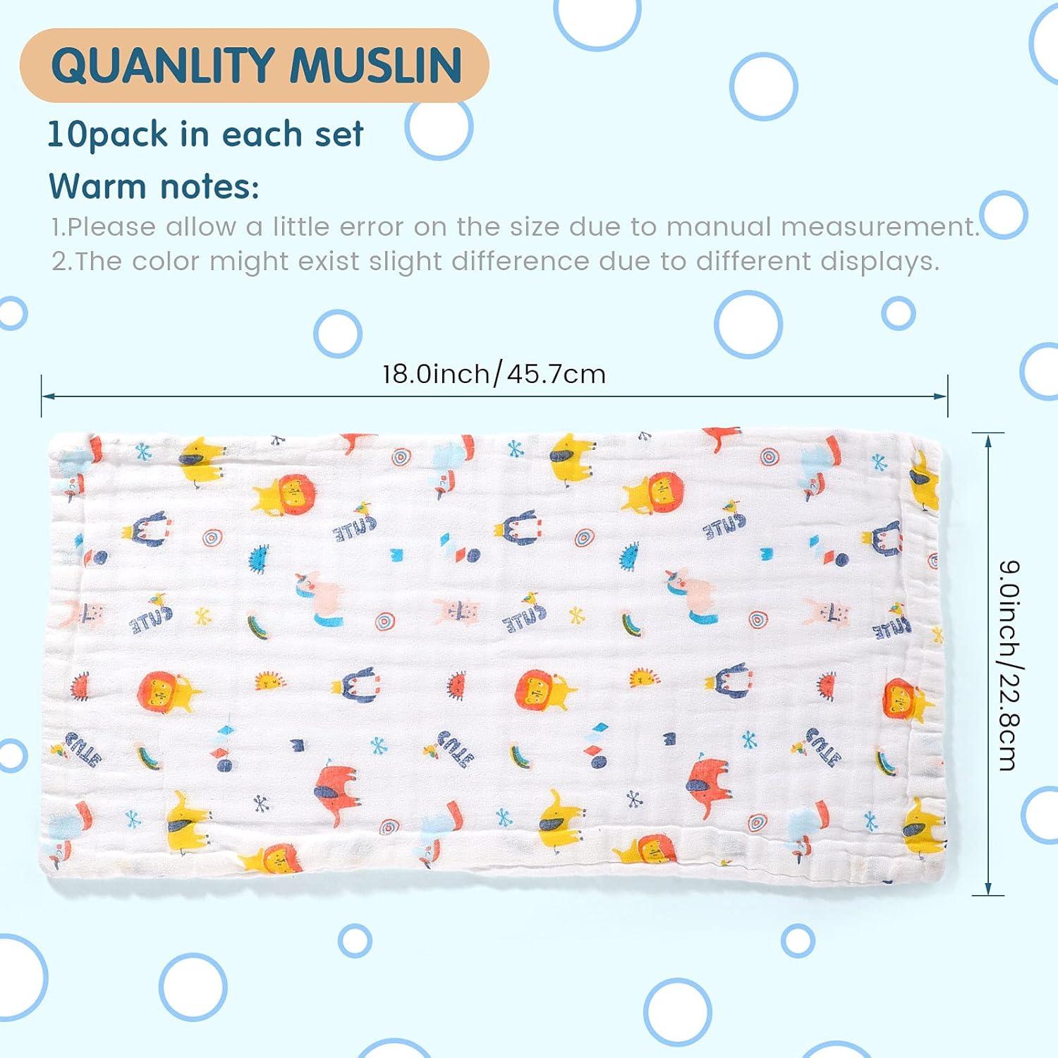 Paquete de 10 Pañales de Muselina Tatuo 50x25 cm Animales