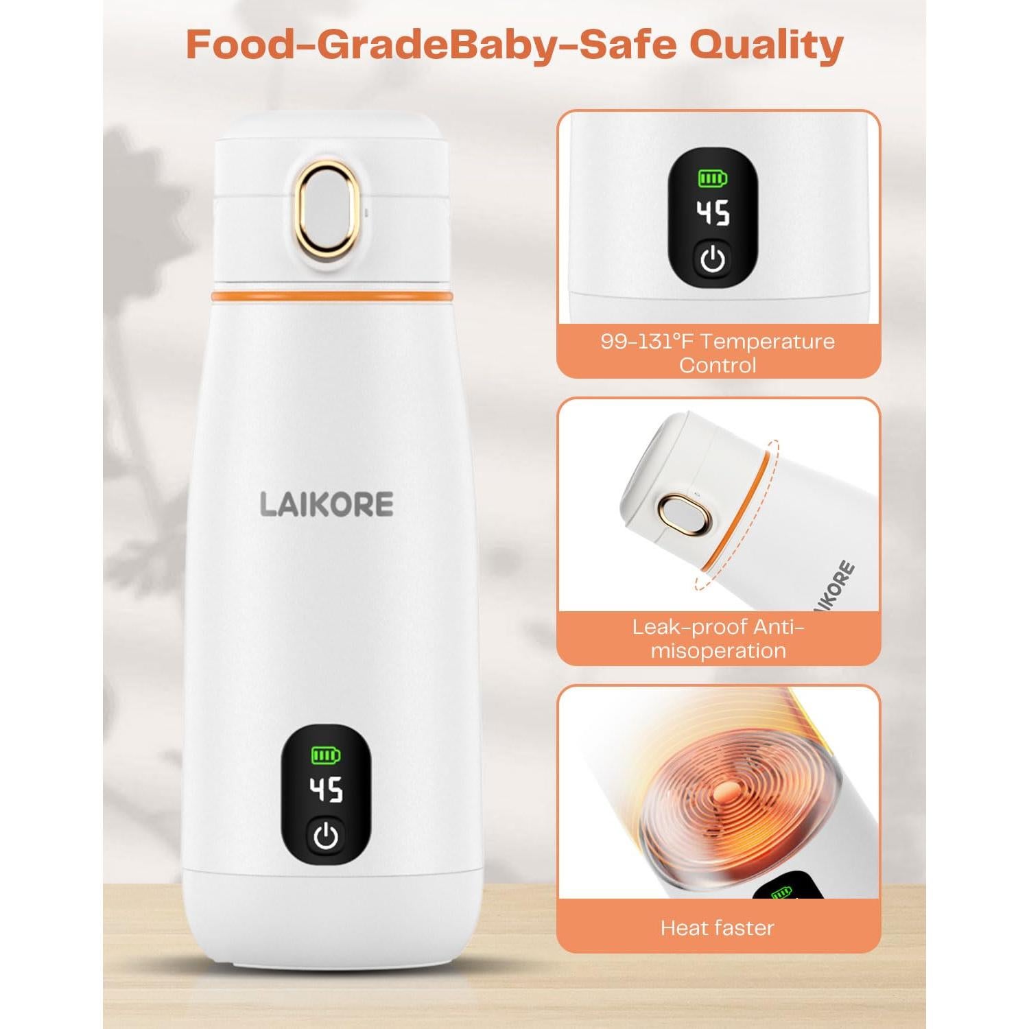 Portable Milk Warmer - Travel & On-the-Go, Quick Heating Breast Milk & Baby Milk Bottle Warmer, USB Rechargeable