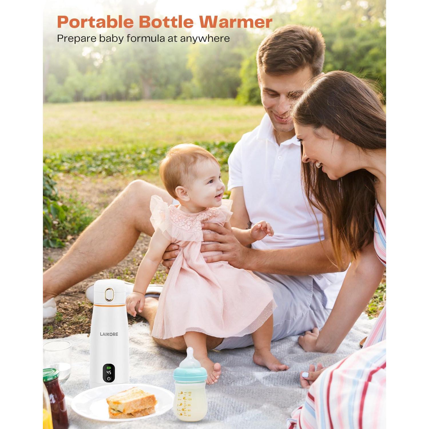 Portable Milk Warmer - Travel & On-the-Go, Quick Heating Breast Milk & Baby Milk Bottle Warmer, USB Rechargeable