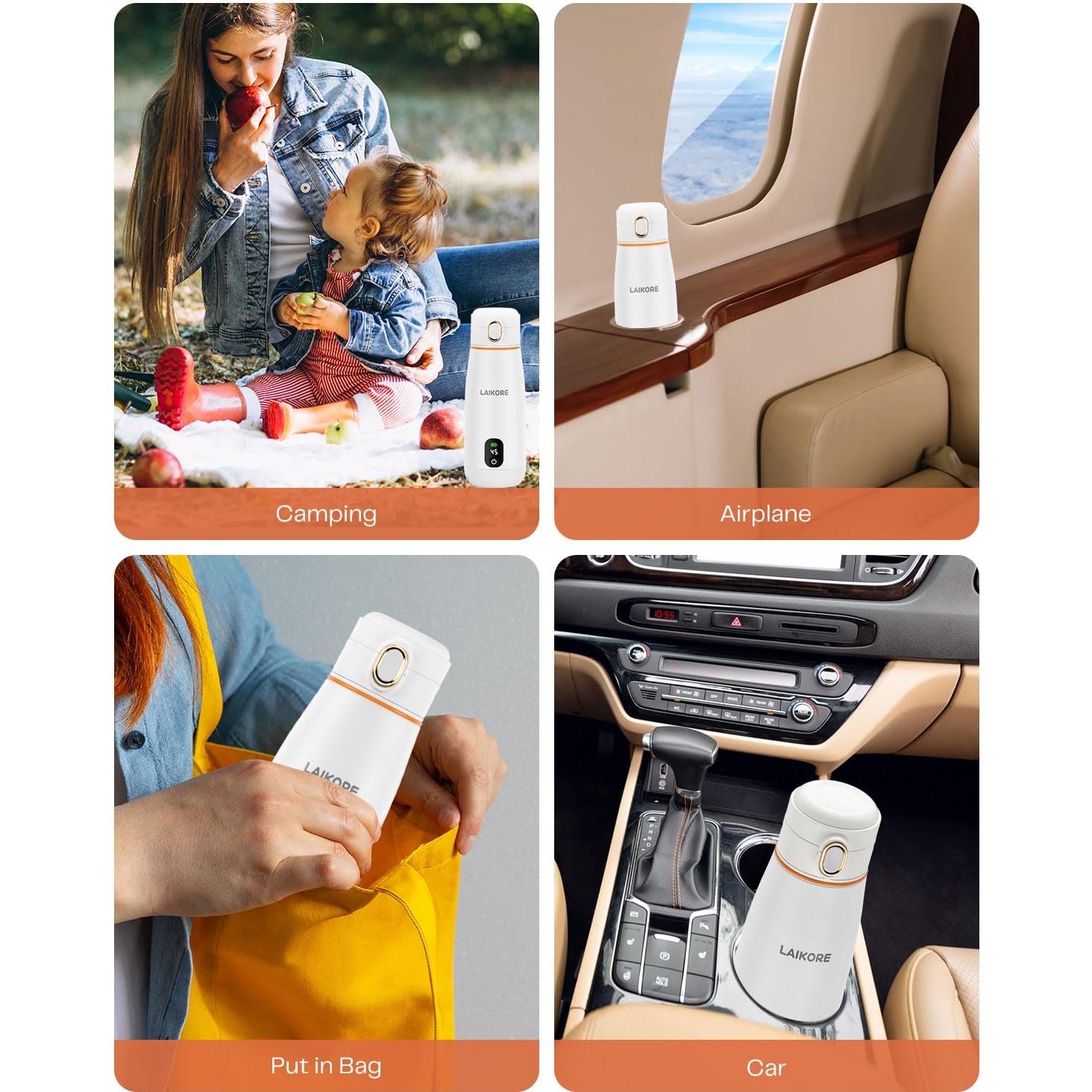 Portable Milk Warmer - Travel & On-the-Go, Quick Heating Breast Milk & Baby Milk Bottle Warmer, USB Rechargeable