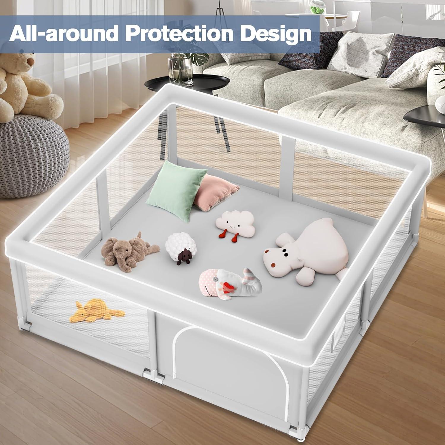 Parque Infantil para Bebés 127x127 cm Gris - Seguridad y Comodidad