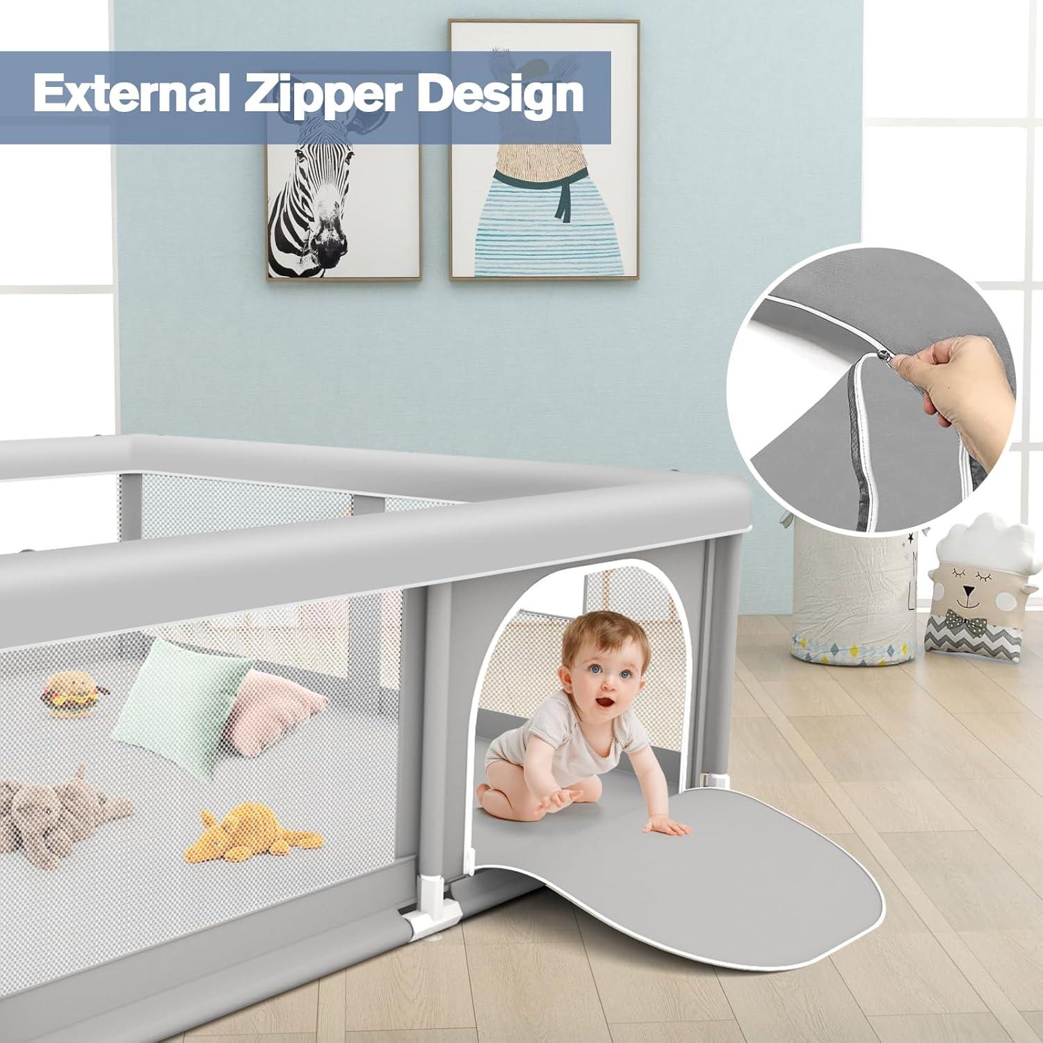 Parque Infantil para Bebés 127x127 cm Gris - Seguridad y Comodidad