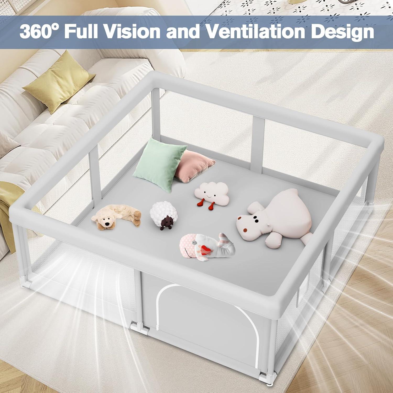 Parque Infantil para Bebés 127x127 cm Gris - Seguridad y Comodidad