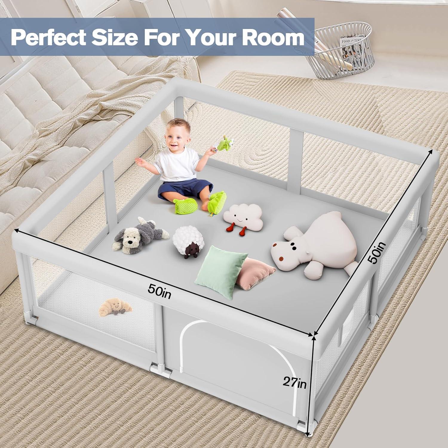 Parque Infantil para Bebés 127x127 cm Gris - Seguridad y Comodidad