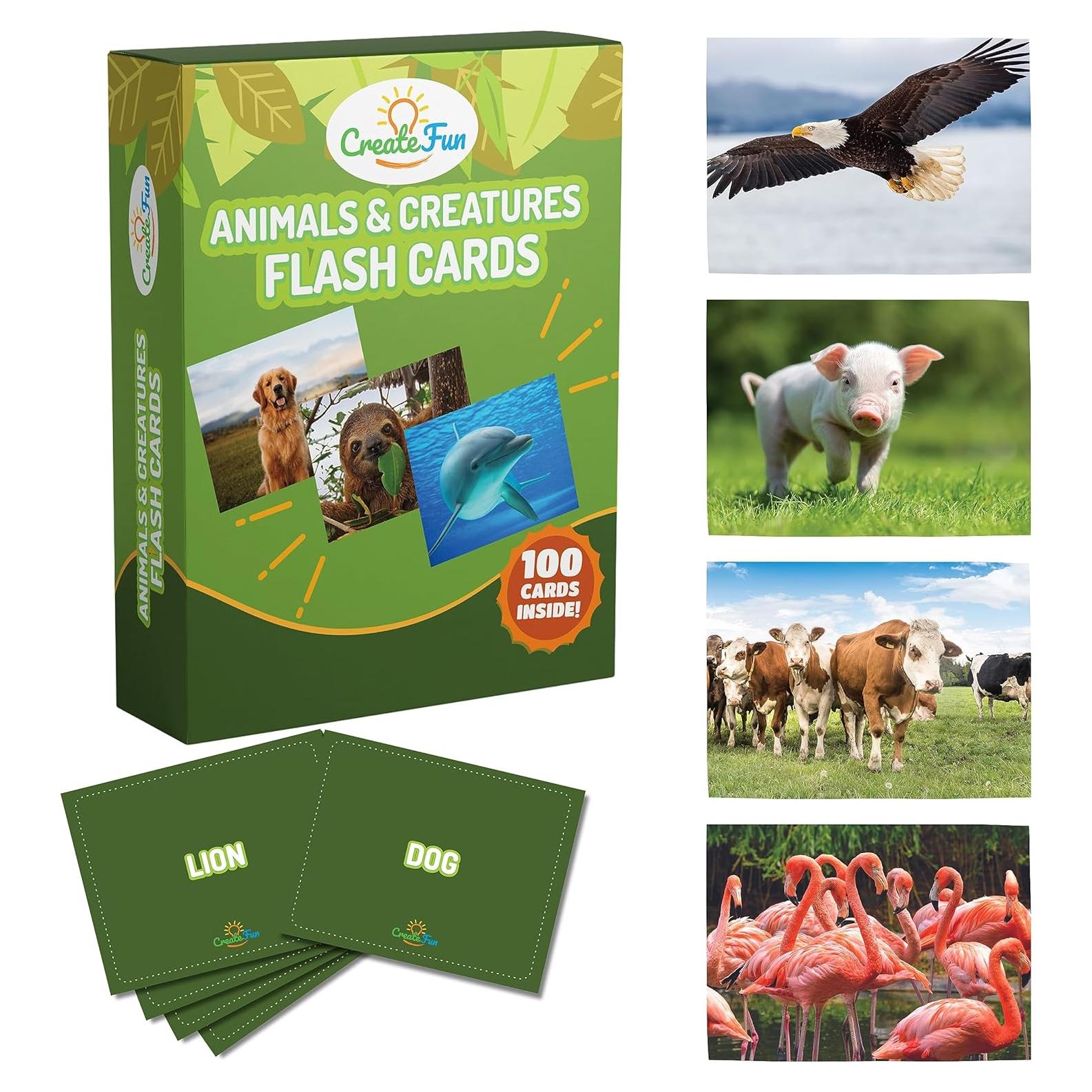 100 Tarjetas Educativas de Animales CreateFun - Aprendizaje Divertido