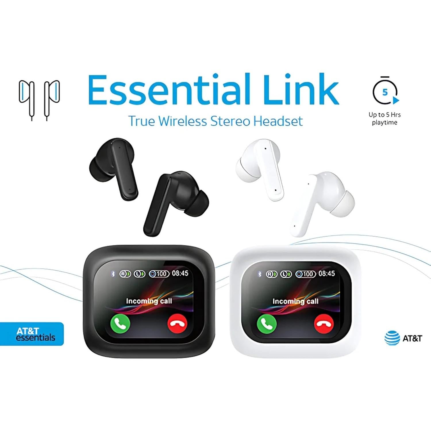 Auriculares Inalámbricos Verdaderos AT&T Mellow Vue Negro con Estuche