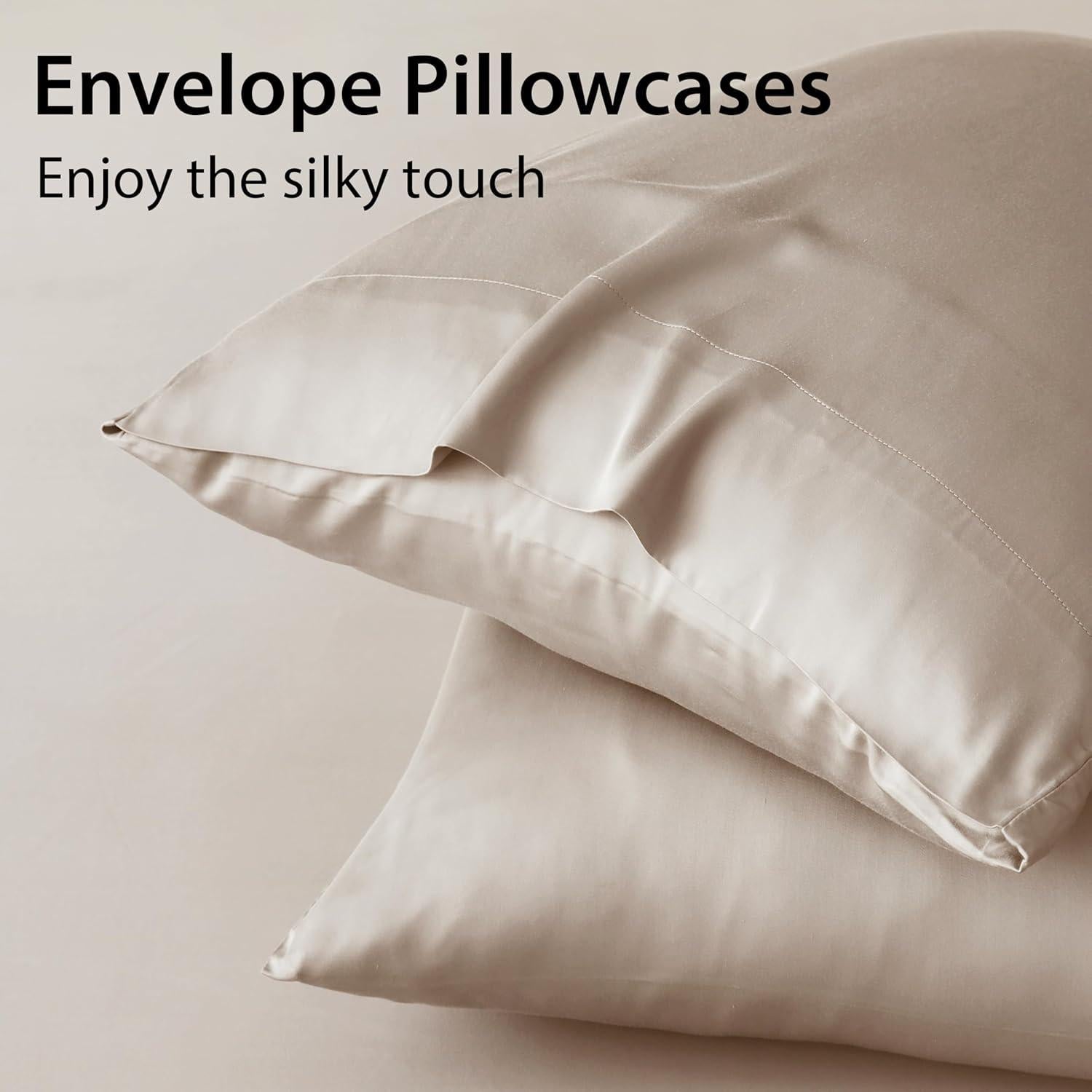 Juego de Sábanas Ajustadas Individual Zaizaihome 2 Piezas Beige