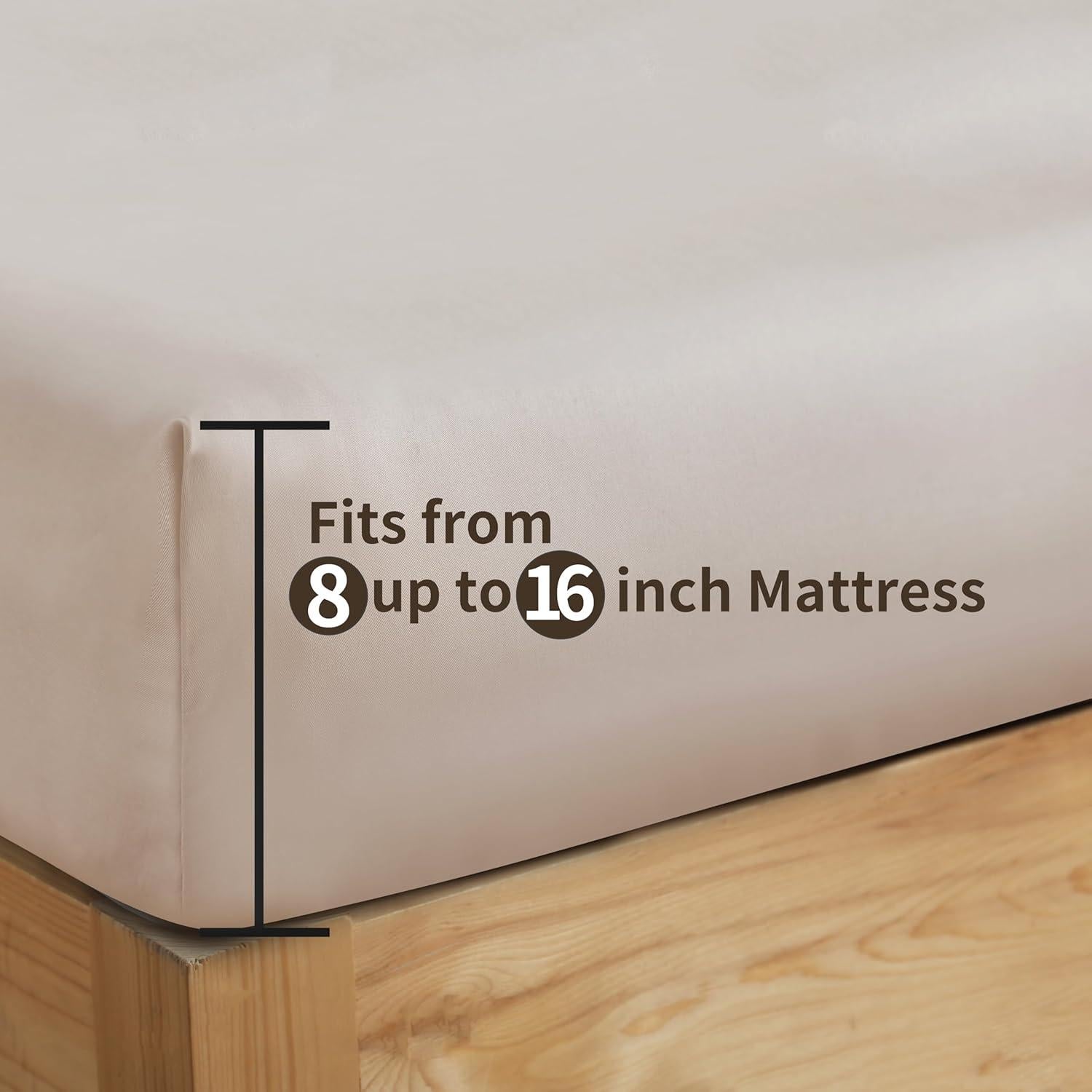 Juego de Sábanas Ajustadas Individual Zaizaihome 2 Piezas Beige