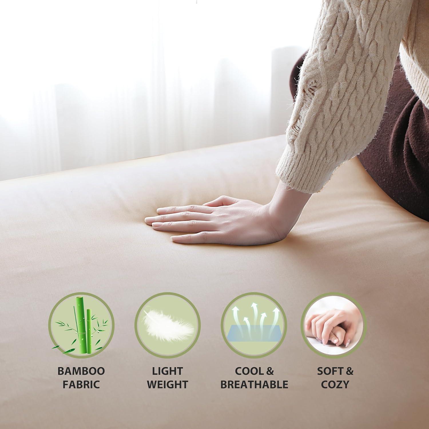 Juego de Sábanas Ajustadas Individual Zaizaihome 2 Piezas Beige