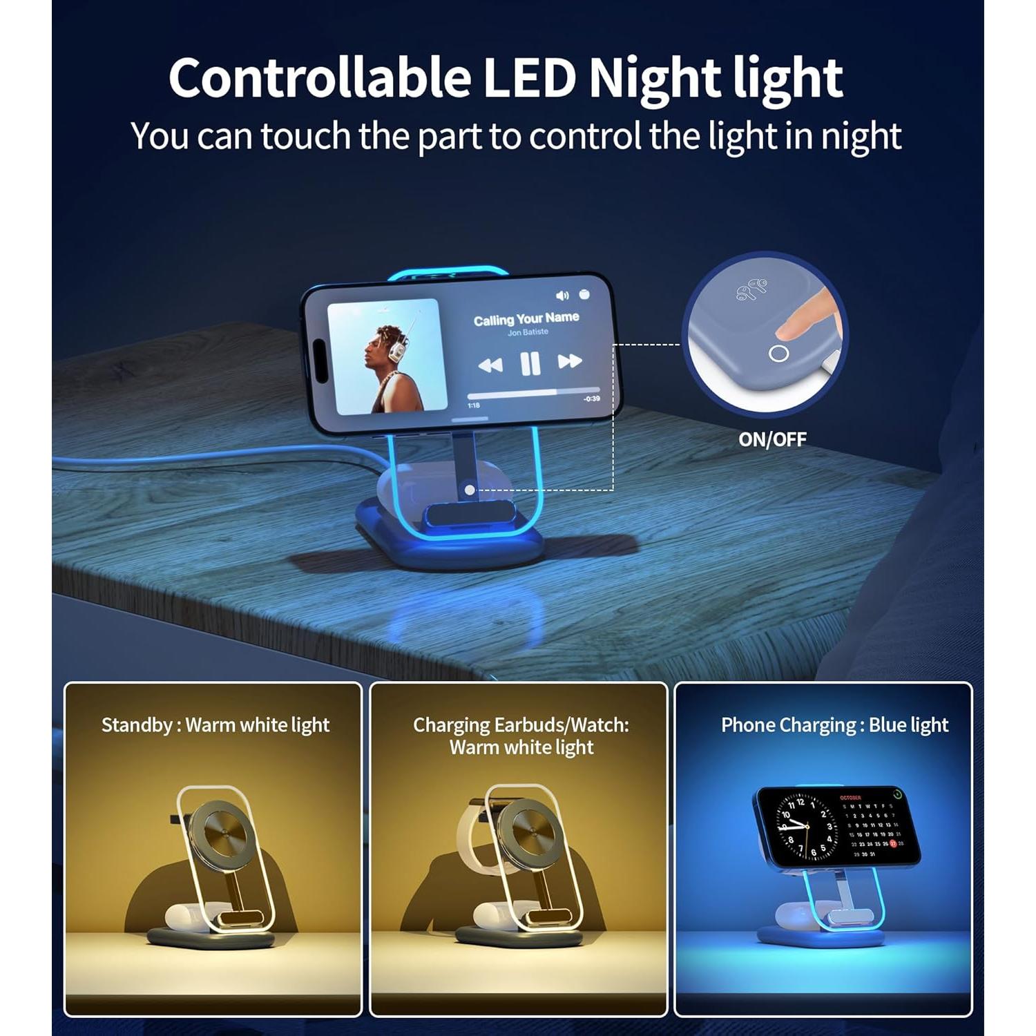 Estación de Carga Inalámbrica Magnética 3 en 1 Apple