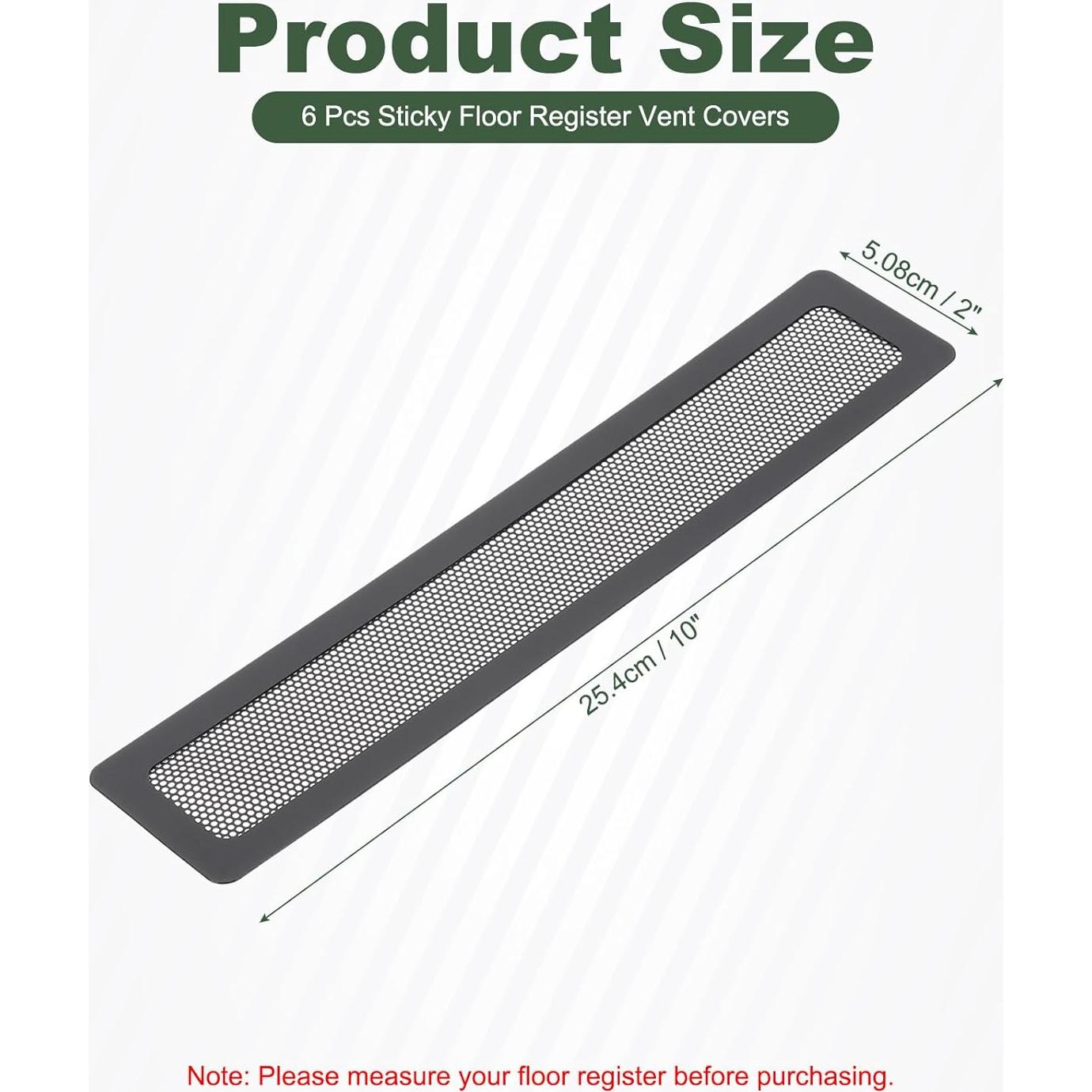 Cubiertas de Ventilación de Piso YOKIVE 6 Pcs PVC Negro 25.4x5.1cm