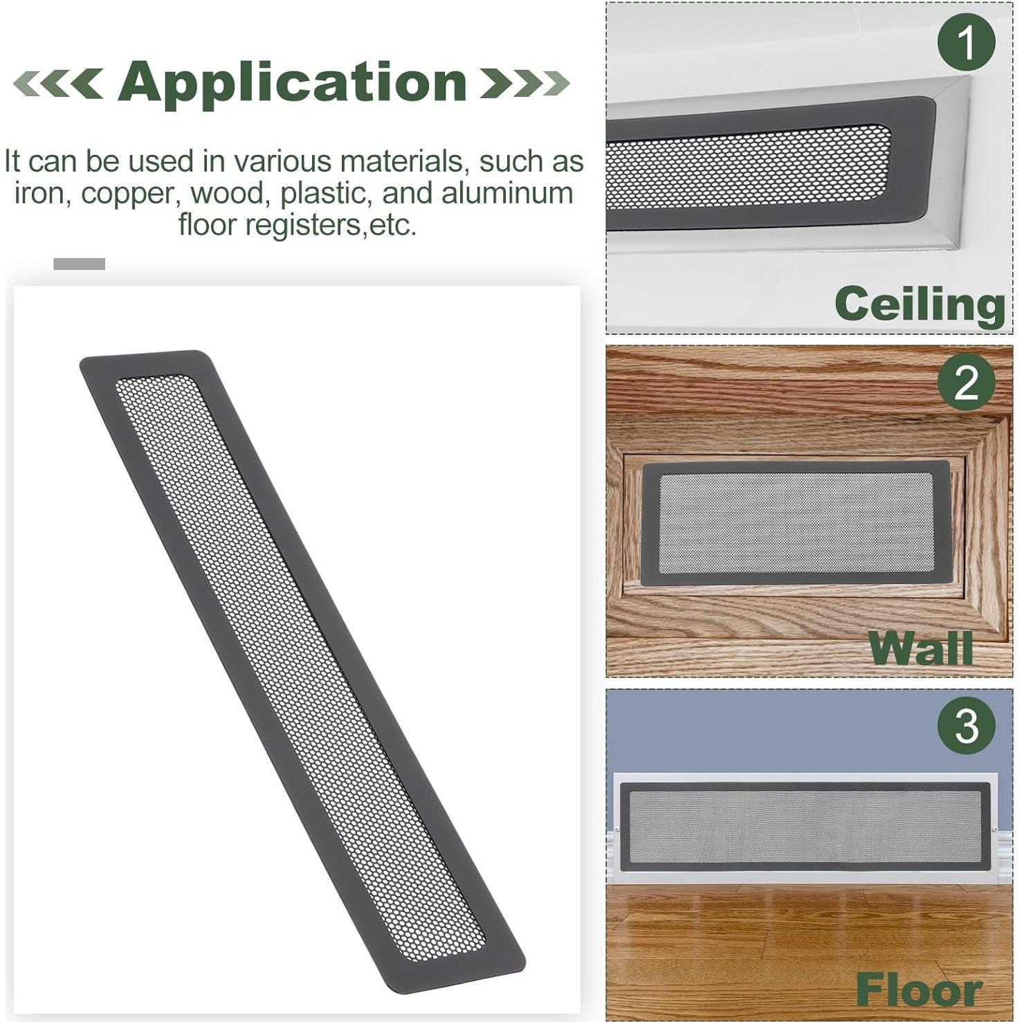 Cubiertas de Ventilación de Piso YOKIVE 6 Pcs PVC Negro 25.4x5.1cm