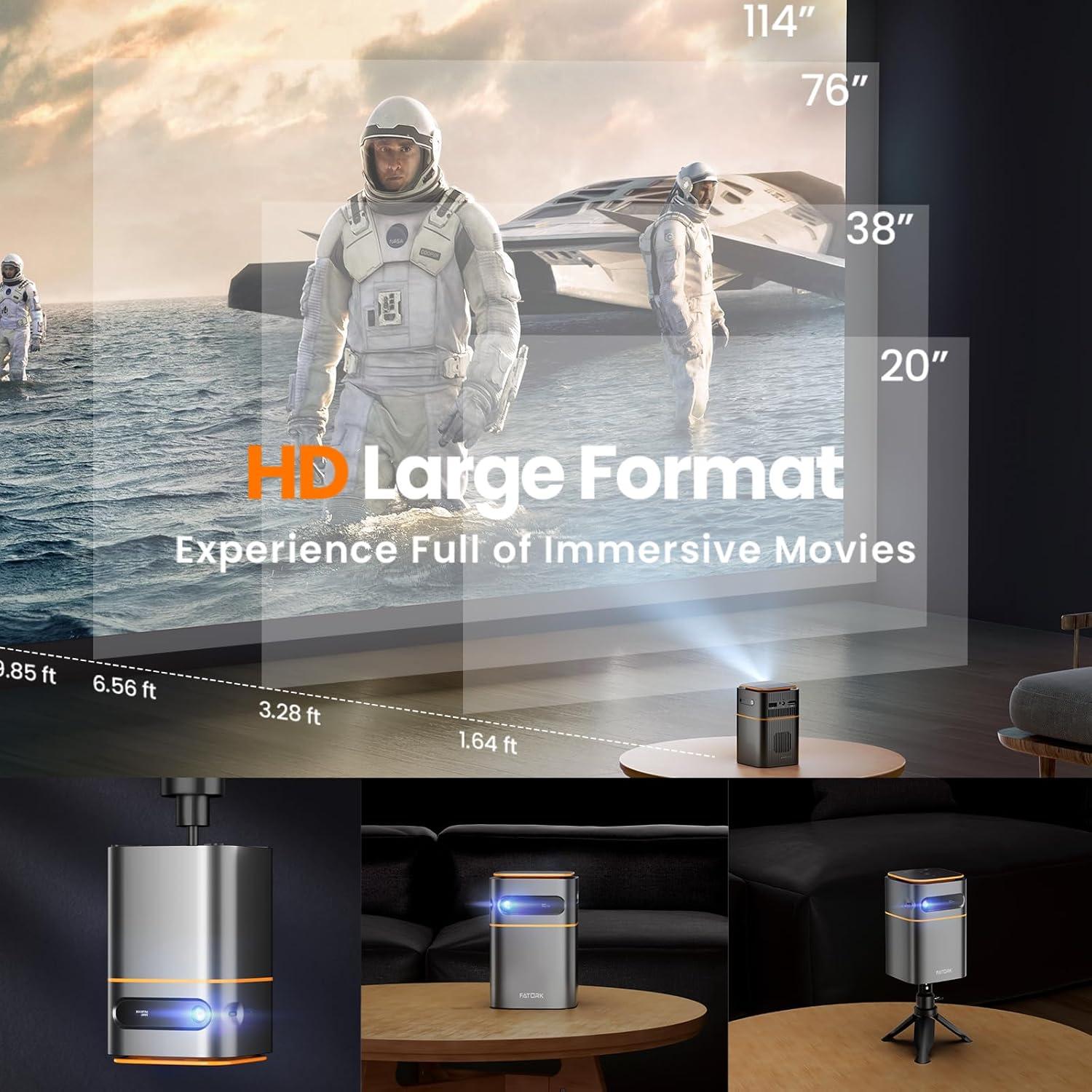 Proyector Mini FATORK DLP 1080P Portátil con WiFi y Batería