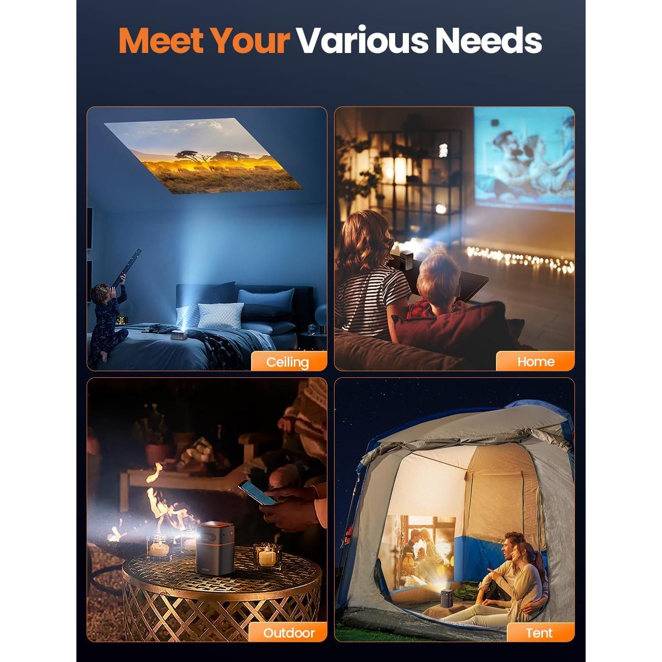 Proyector Mini FATORK DLP 1080P Portátil con WiFi y Batería