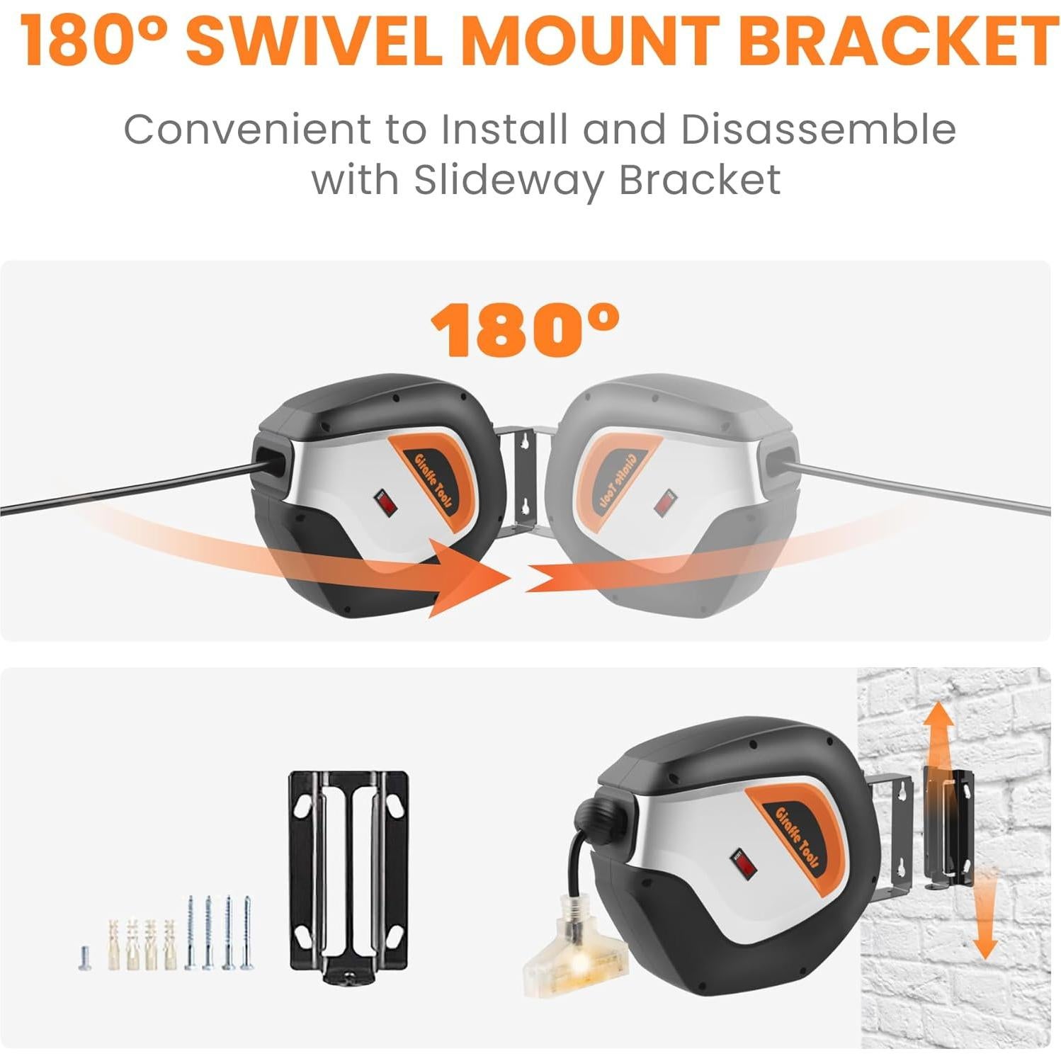 Carrete de Cable Eléctrico Retráctil Giraffe Tools 15m 12AWG
