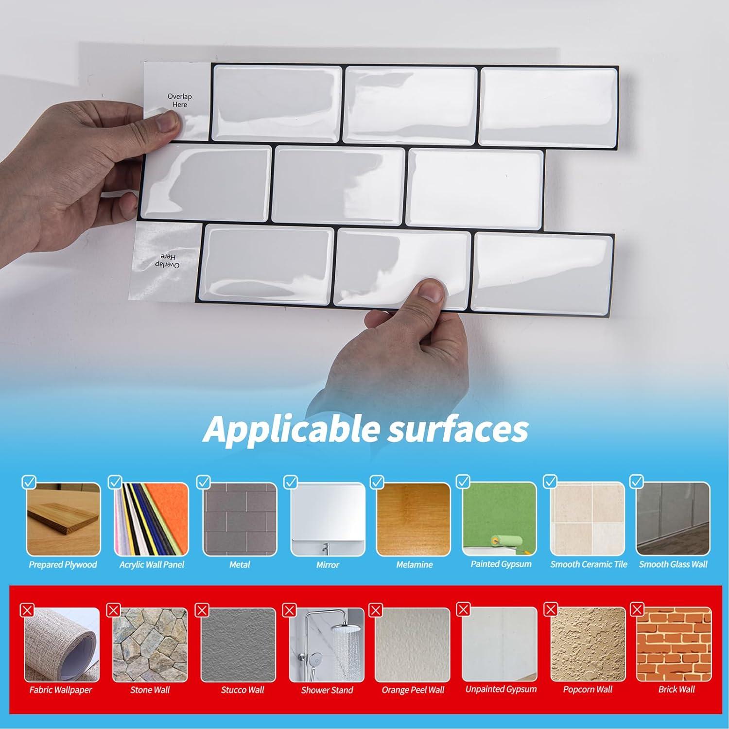 Azulejos Autoadhesivos de Vinilo Art3d 20 Piezas 30.48x15.24 cm