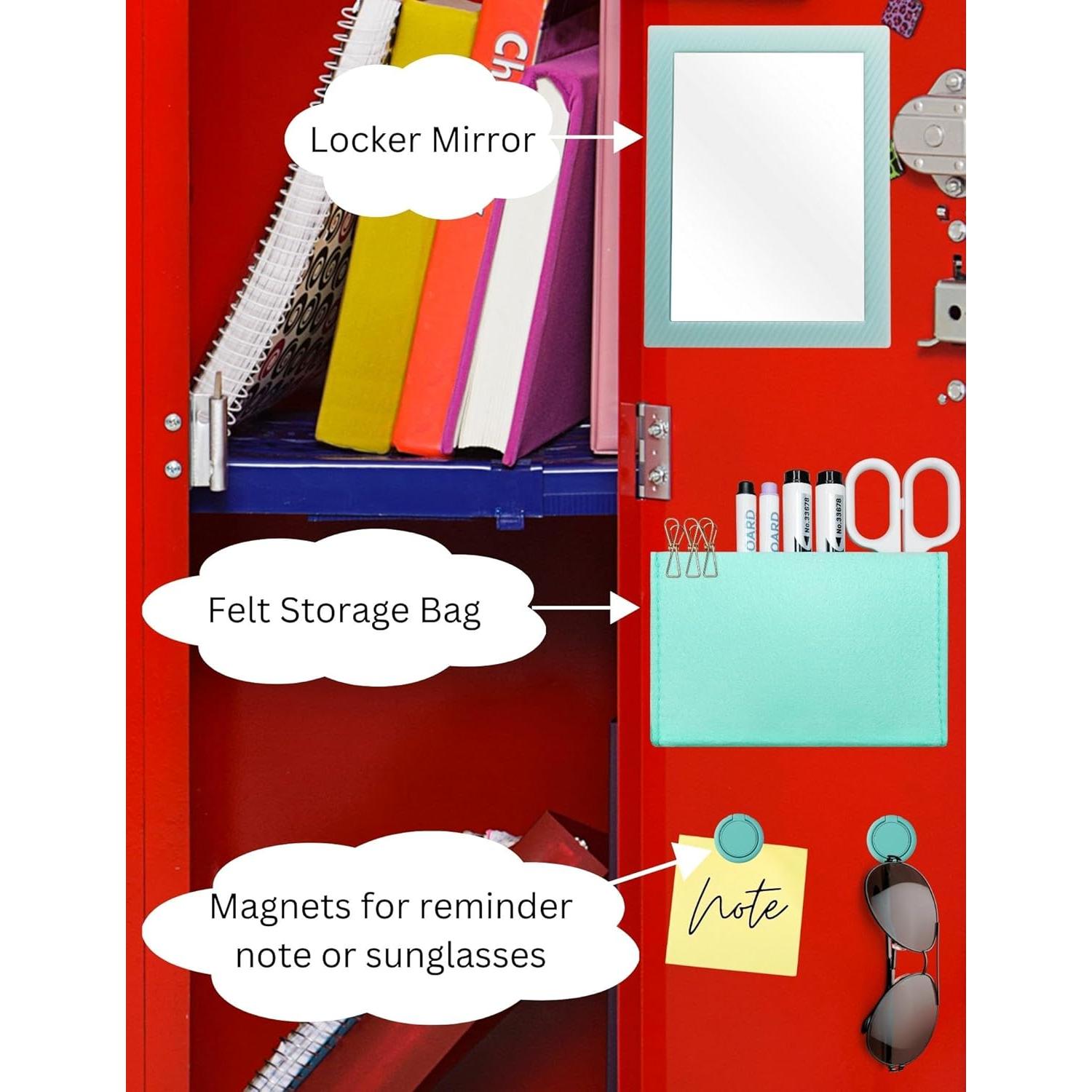 Kit Espejo Magnético para Casillero Mymazn 5 Piezas Azul