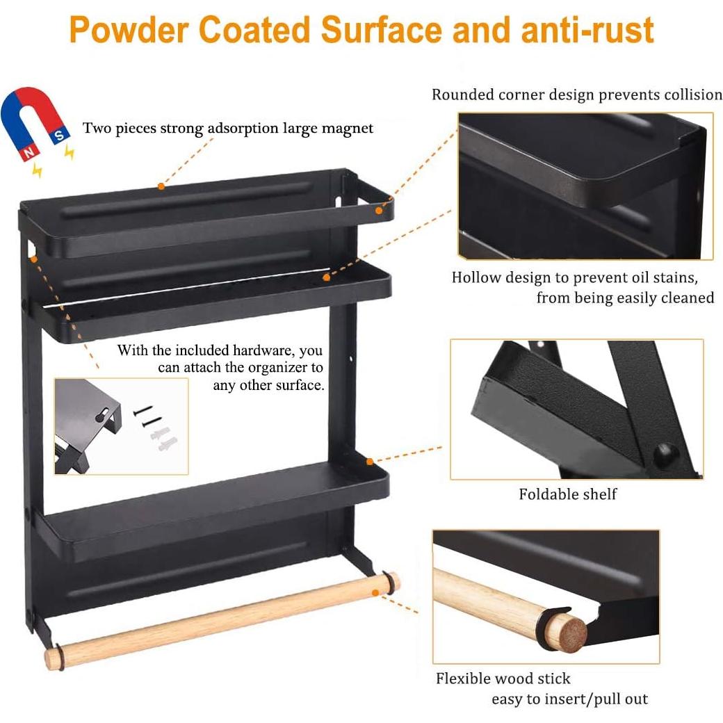 Organizador Magnético de Cocina Mukkuri Negro Plegable 4.54 kg