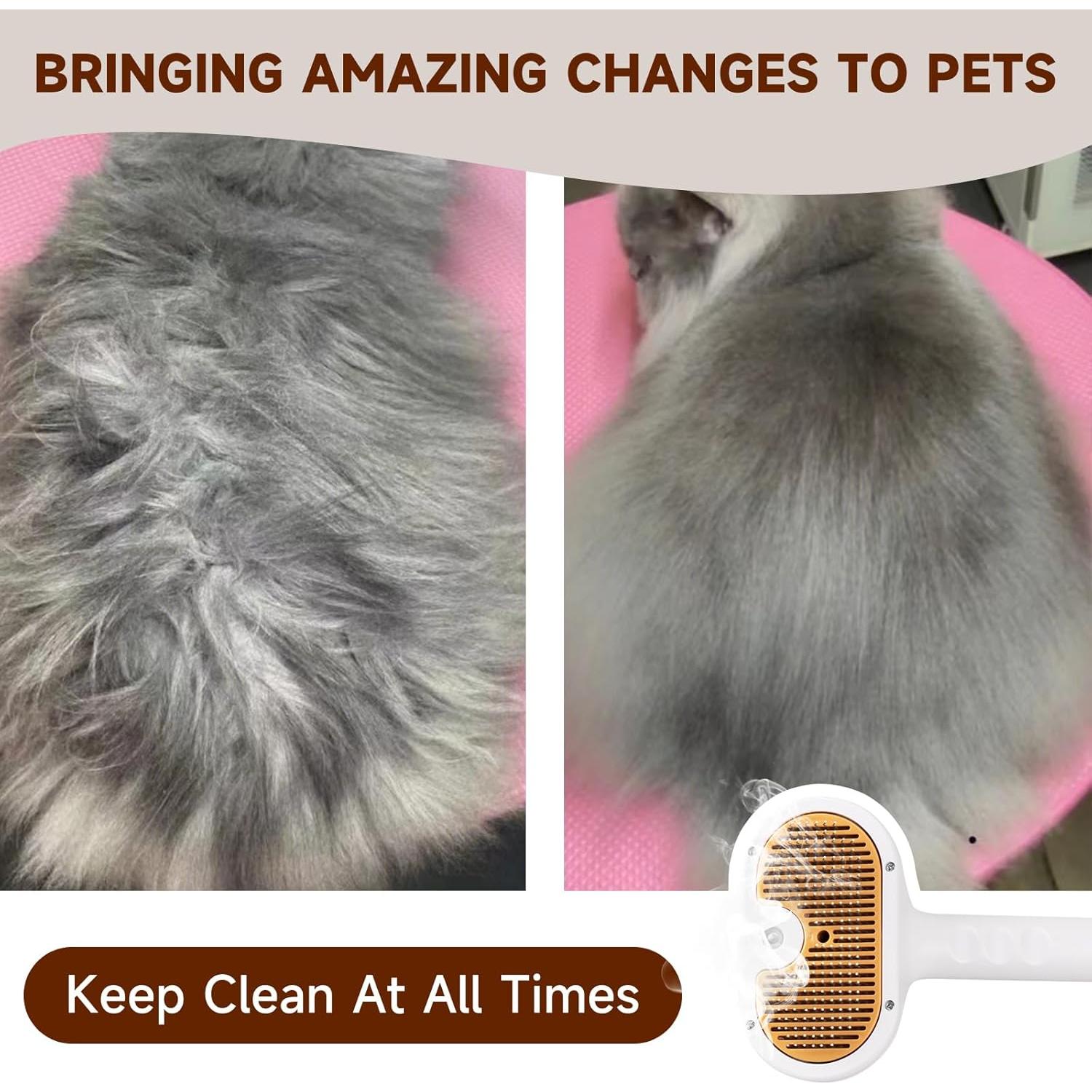 Cepillo de Vapor para Mascotas VVWVVW 20 cm con 2 Shampoo