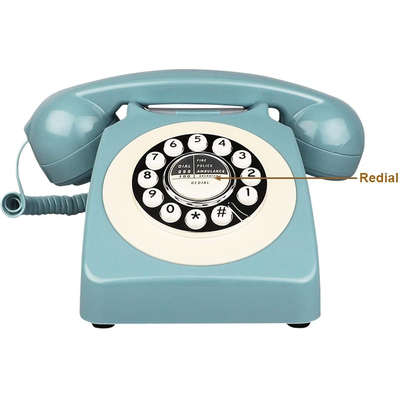 Teléfono Retro Benotek Azul Antiguo con Cable para Hogar