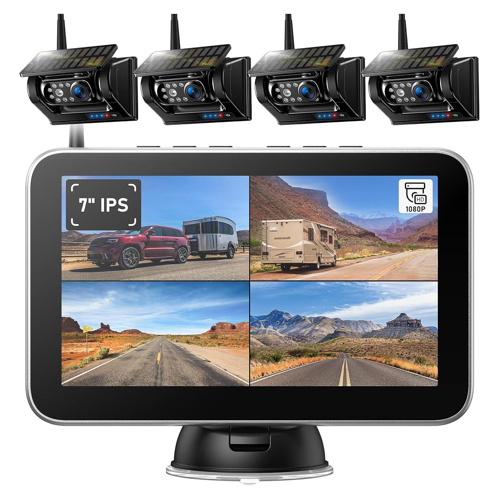 Cámara de Respaldo Inalámbrica Solar ZEROXCLUB BL704 1080P 7"