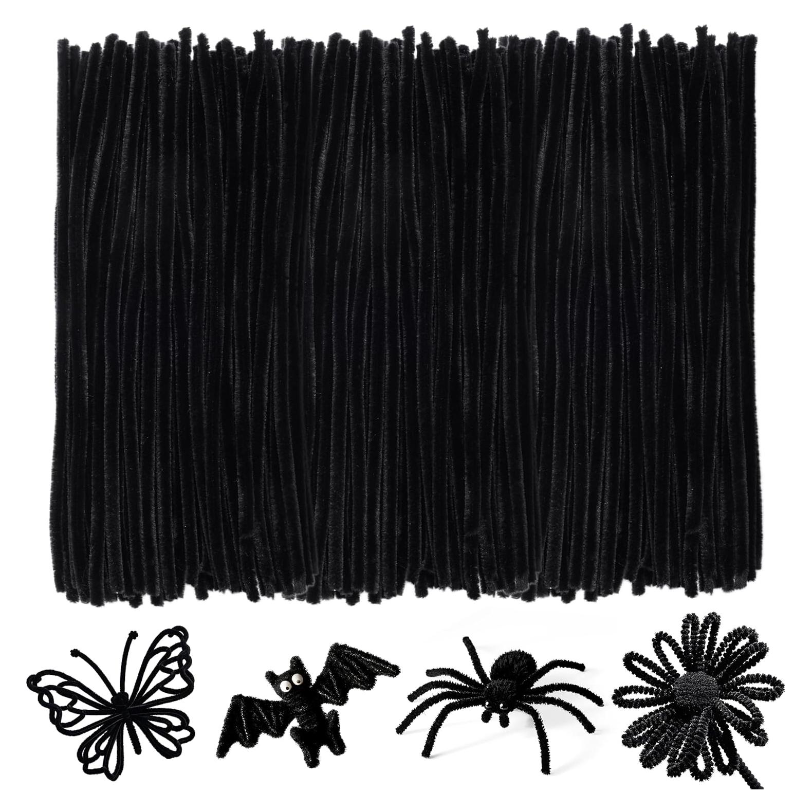 300 Limpiapipas Negros Chenille 30 cm x 8 mm para Manualidades