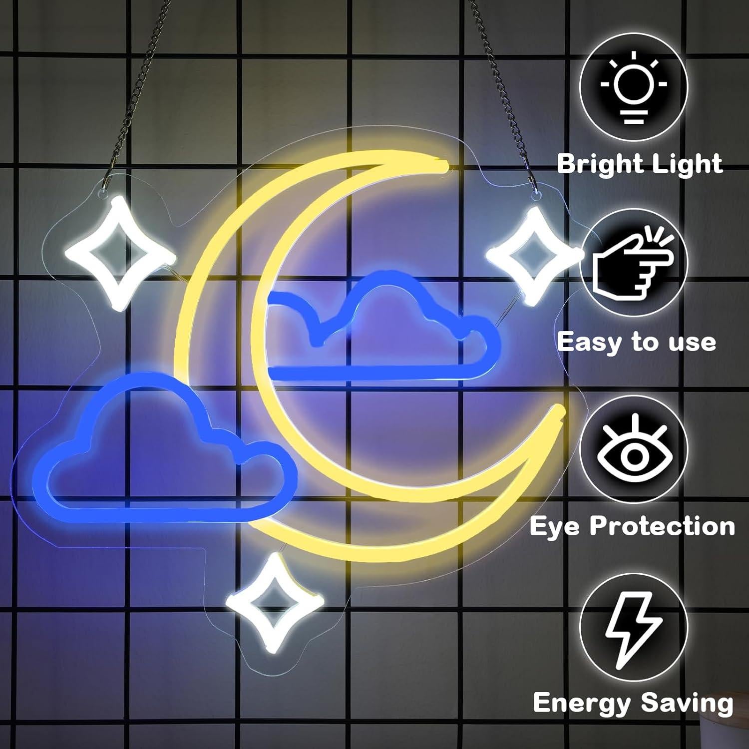 Luz de Neón LED Nube Estrella Luna DMDMBSR 35.56x33.02 cm