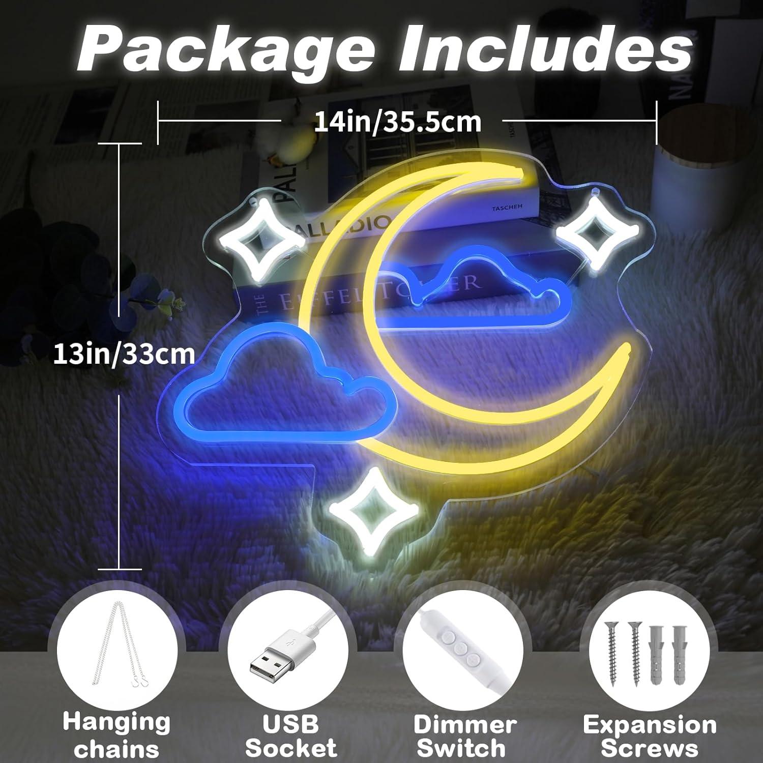 Luz de Neón LED Nube Estrella Luna DMDMBSR 35.56x33.02 cm