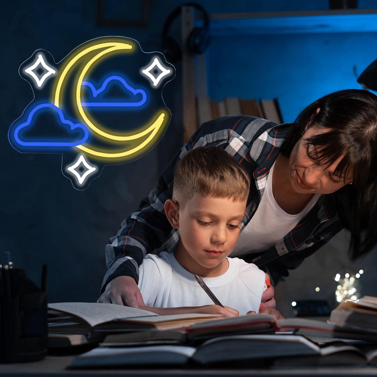 Luz de Neón LED Nube Estrella Luna DMDMBSR 35.56x33.02 cm