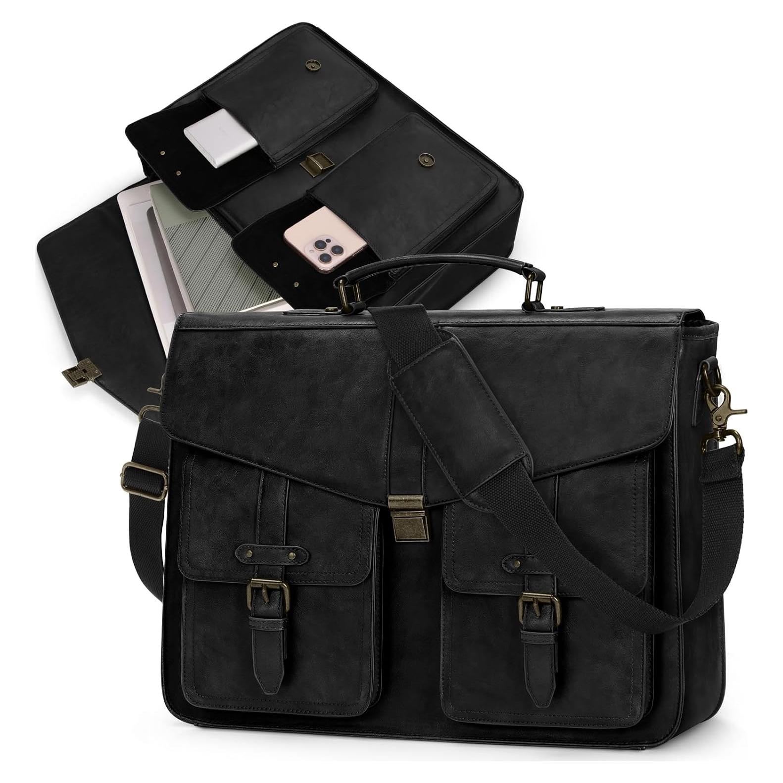 Maletín de Cuero PU RAINSMORE para Laptop 17" Negro