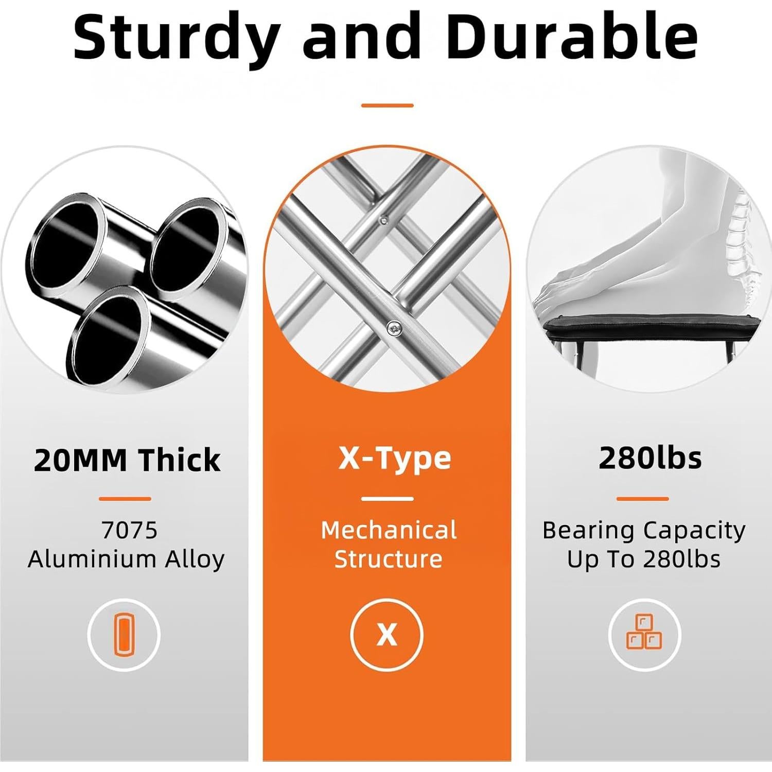 Taburete Plegable Howillto Negro 40.6cm Altura 127kg