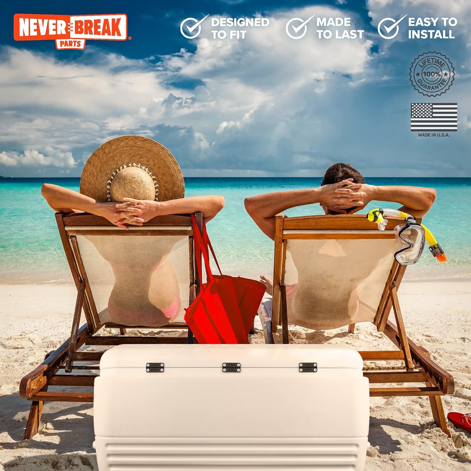 Paquete de 3 Bisagras NeverBreak para Enfriadores Igloo - Negro