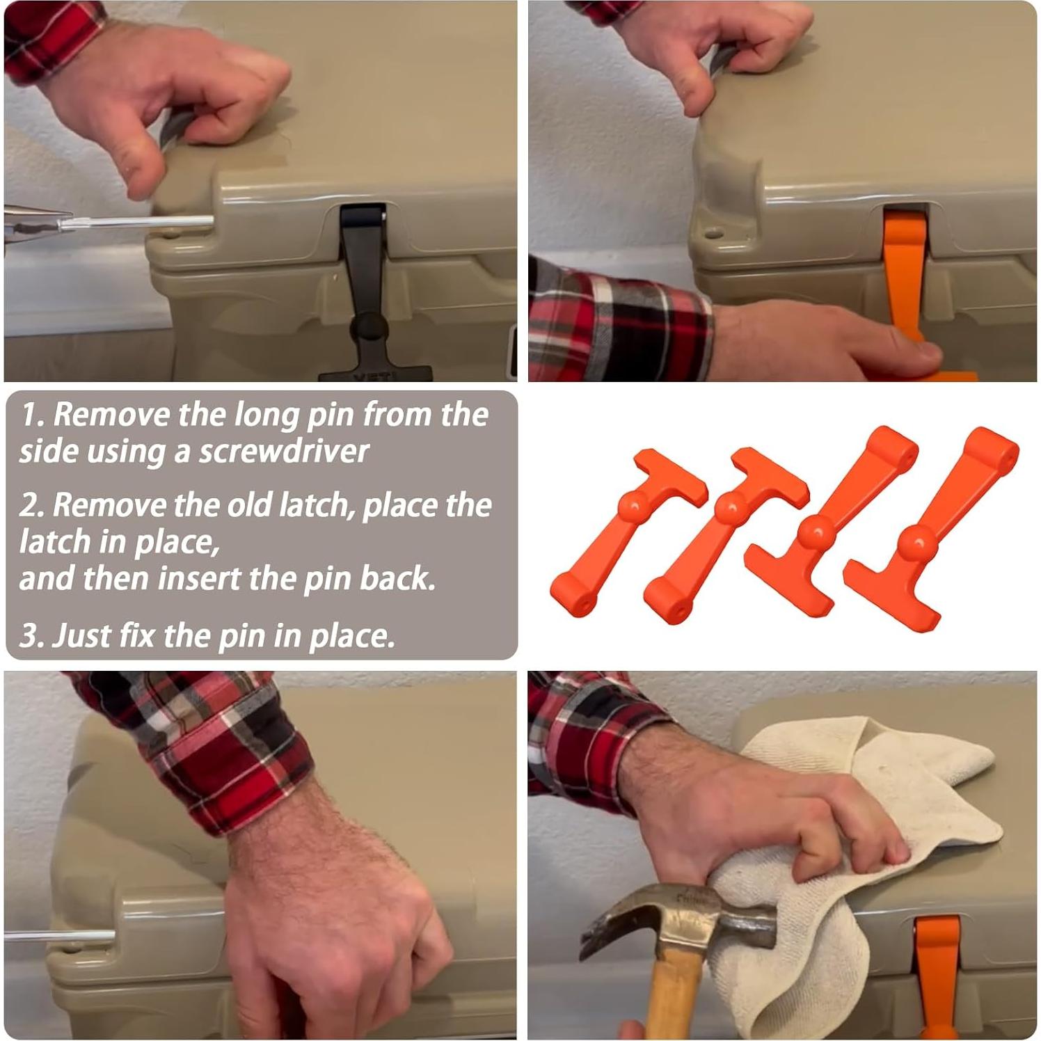 4 Pestillos de Refrigerador Ciuouient Alta Resistencia Naranja