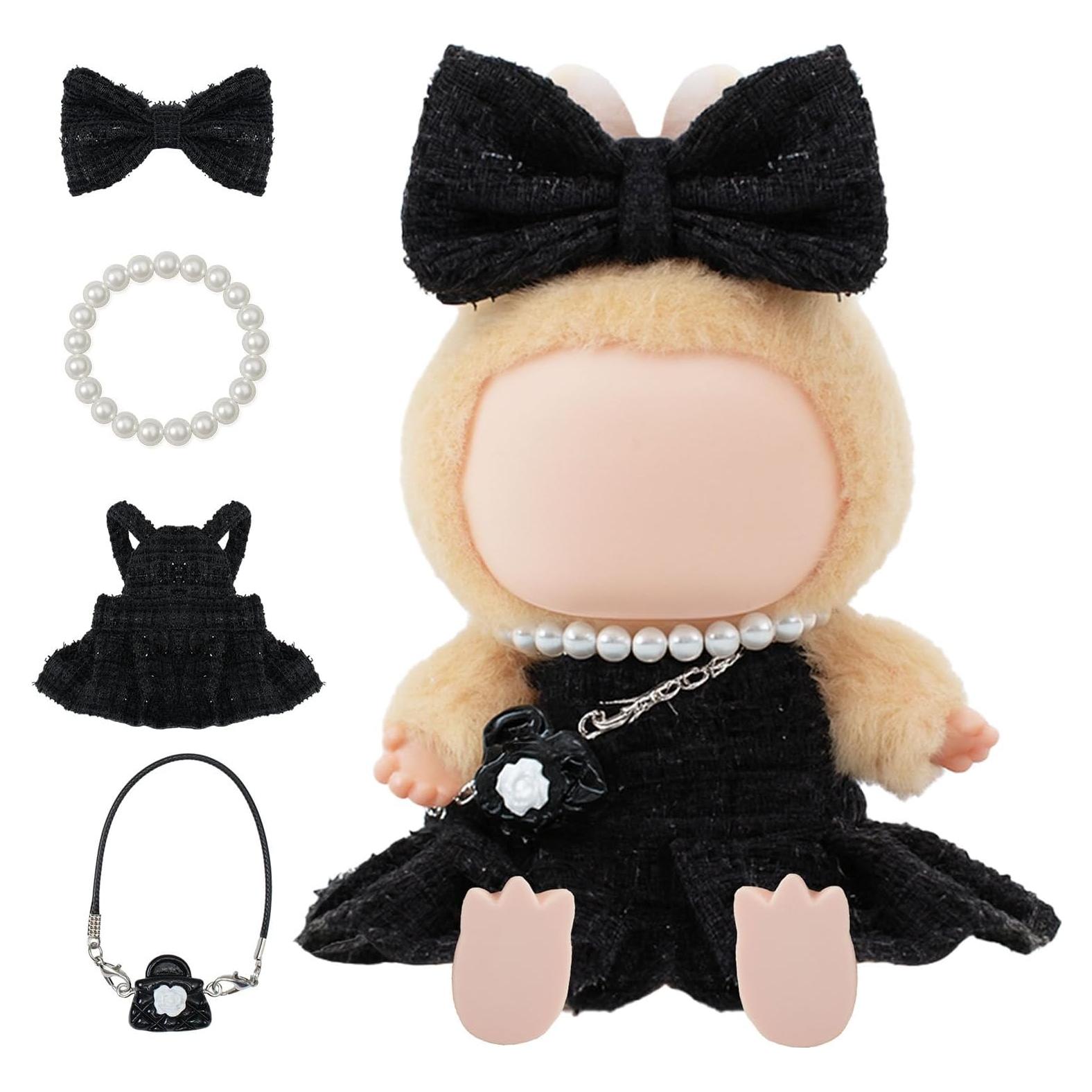 Ropa de Muñeca Woplagyreat 17 cm Vestido Negro Accesorios