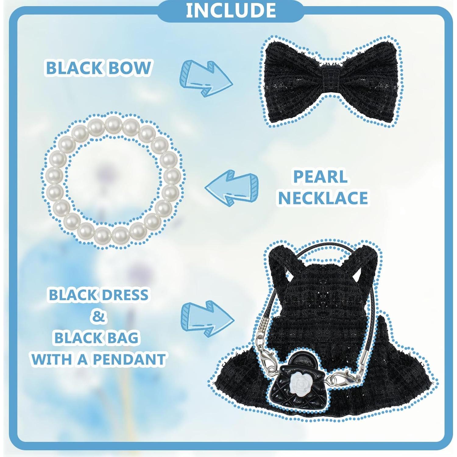 Ropa de Muñeca Woplagyreat 17 cm Vestido Negro Accesorios