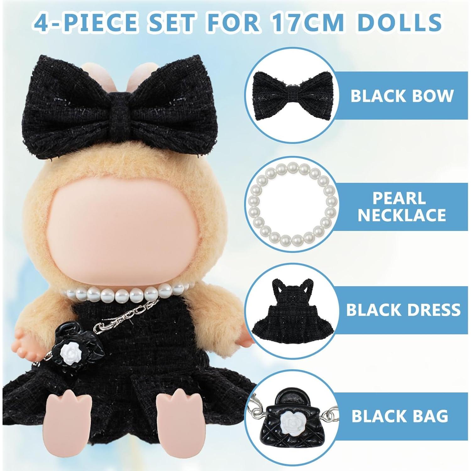 Ropa de Muñeca Woplagyreat 17 cm Vestido Negro Accesorios