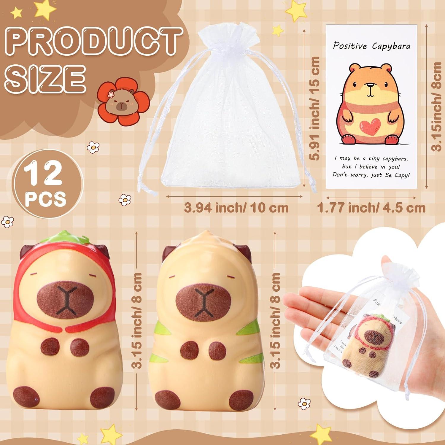 Set de 12 Mini Capibaras Antiestrés RoundFunny con Tarjetas