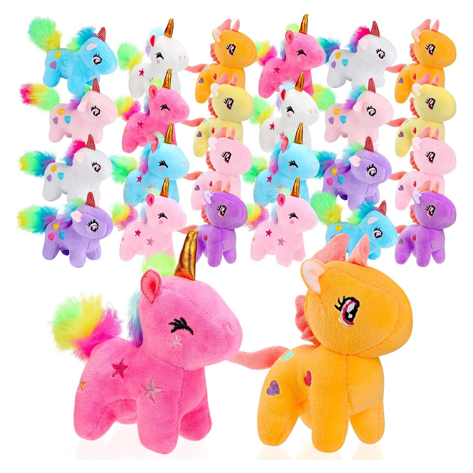 24 Mini Llaveros de Peluche Unicornio Wettarn 12 cm Coloridos