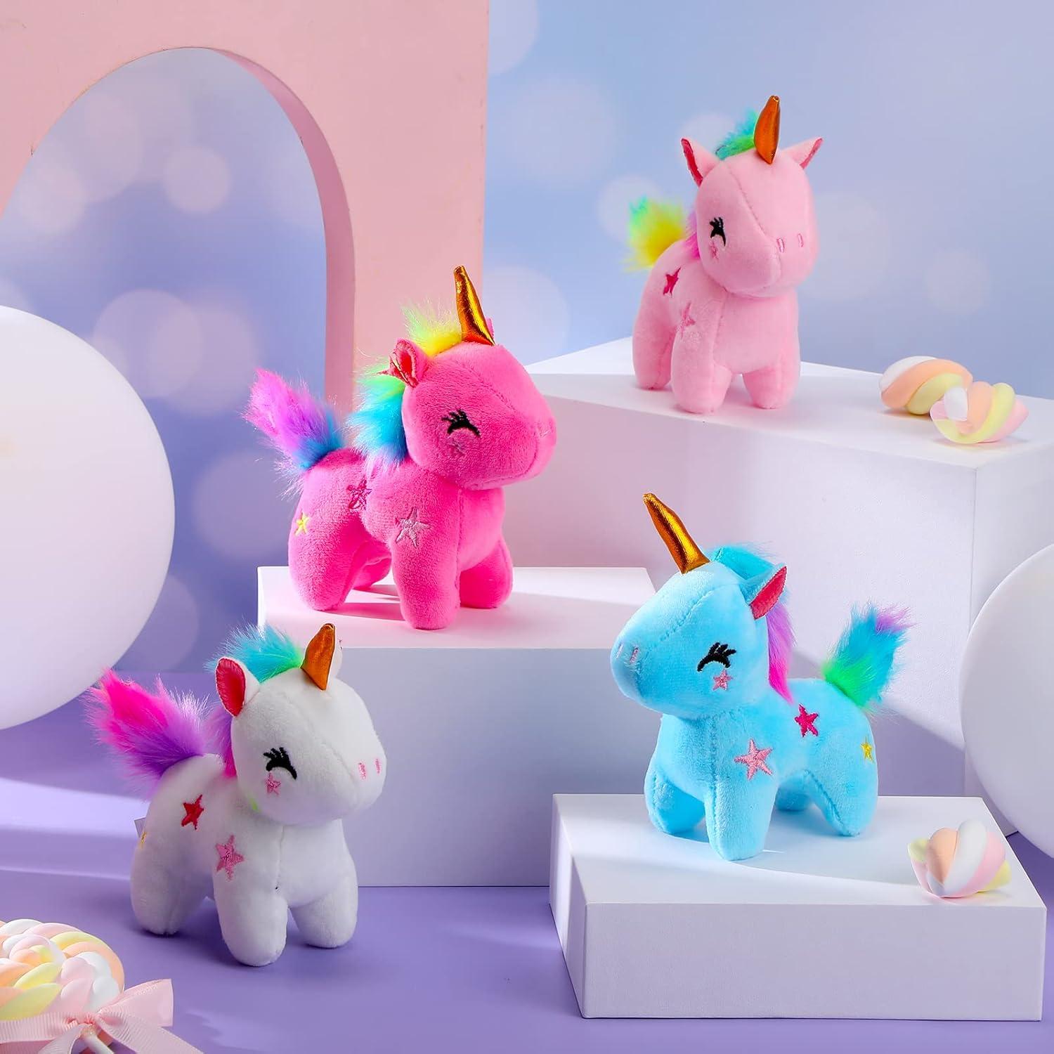 24 Mini Llaveros de Peluche Unicornio Wettarn 12 cm Coloridos