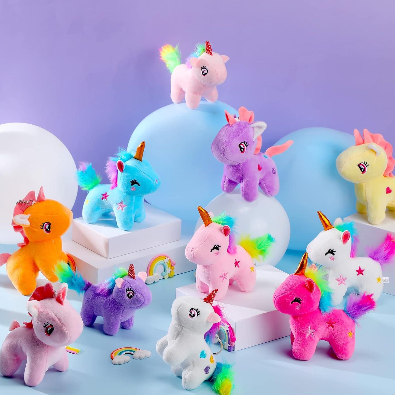 24 Mini Llaveros de Peluche Unicornio Wettarn 12 cm Coloridos